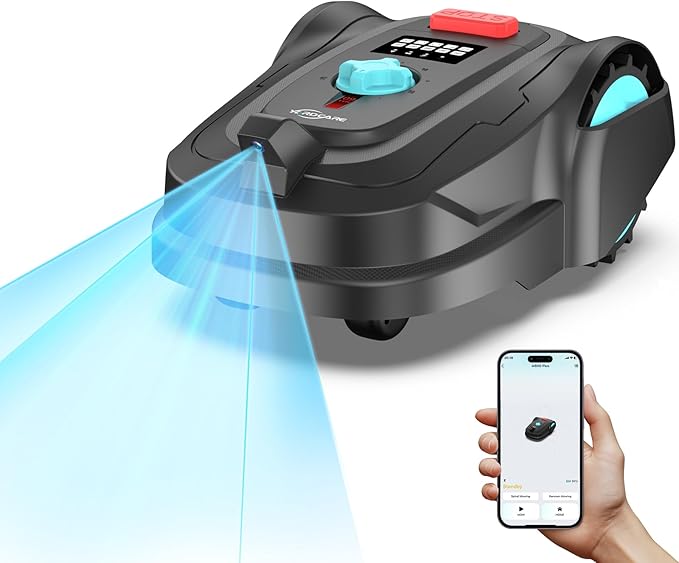 M800Plus GPS+3D Vision Cordless Robot Lawn Mower with Bow-Shaped Path Mowing, APP Control, Robotic Lawnmower with Obstacle Avoidance, Auto-Charging, Height Adjust for Lawns up to 8611 sq.ft