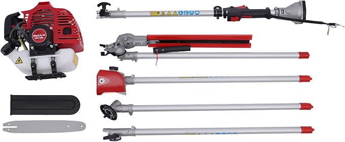 4 in 1 Gas Weed Wacker 51.7CC Gas Powered Weed Eater 2 Stroke 1.4KW String Trimmer with 32" Extension Rod 6500RPM Gas String Trimmer Yard Tool for Grass Cutting