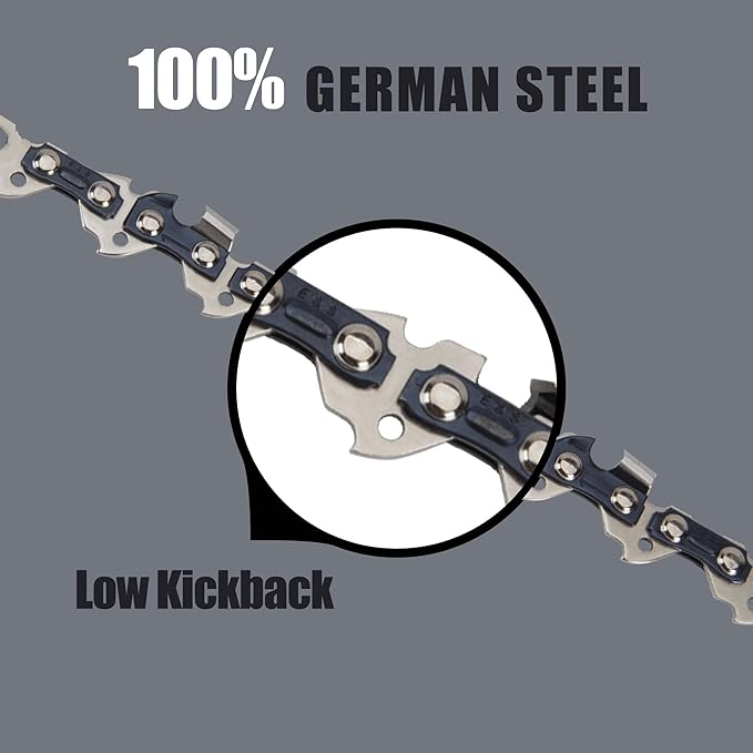 E & S 3 Pack 18 Inch Chainsaw Chain 3/8" LP Pitch .050" Gauge 62 Drive Links Semi-Chisel Chain Saw Chains for Husqvarna, Poulan, Craftsman, Greenworks and More Chainsaw Brands