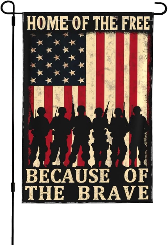 Veterans Day Garden Flag 4th of July Decorations Vertical Double Sided Outdoor Yard Flags 12.5x18 Inch Burlap Banners for House Lawn