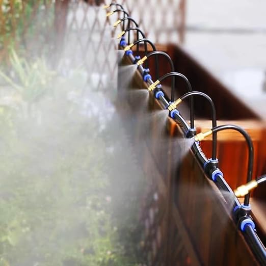 360° Adjustable Drip Irrigation System 65.6FT Garden Watering System with 20 Nozzles, Garden Irrigation System, Greenhouse Accessories, Atomizing System for Yard, Lawn, Plants, 5/16 in Hose