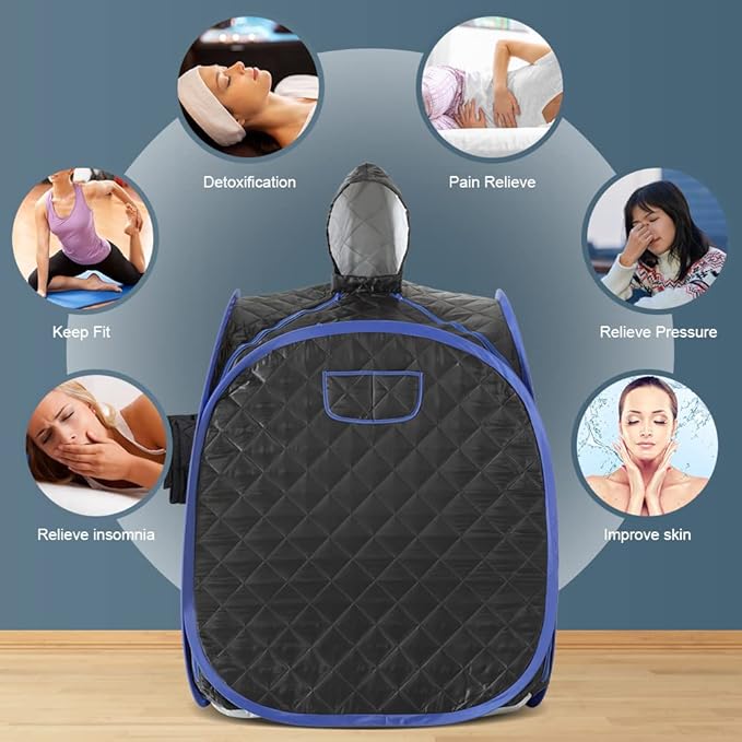 ZONEMEL Portable Steam Sauna, Full Body Home Sauna Spa, 1 Person or 2 Person Share Saunas, 2L Steam Generator with Remote Control (Black, L 33.5”x W 32.3”x H 41.7”)