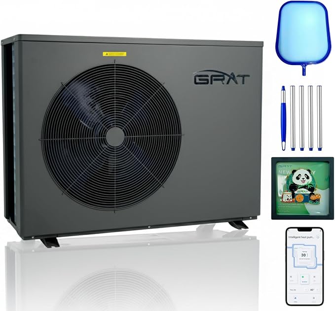 Full Inverter Pool Heater, 78000 BTU, 25000 Gallons, Electric Swimming Pool Heater Pump for Above Ground and Inground Pool, WiFi Capable Timer, Heating and Cooling, Defrosting, 220-240V