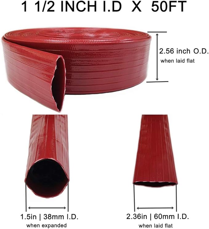 Eastrans 1 1/2 IN x 50 FT Pool Backwash Hose, Extra Heavy Duty Discharge Hose,10 Bar Working Pressure, 30 Bar Burst Pressure,Wall Thickness 1.9mm, High pressure resistance,Ultra Strong Wear Resistance