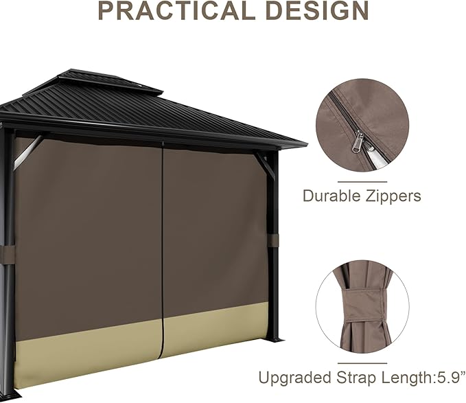 BPS 10' x 10' Gazebo Curtain Privacy 4-Panel Sidewall Outdoor Replacement Shade (Only Curtain)