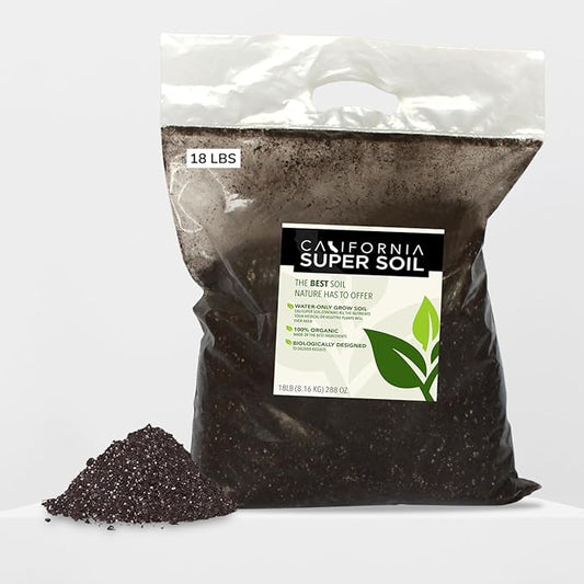 California Super Soil Premium 100% Organic Super Soil - 18+ Nutrient Blend - Living Soil Technology - Potting and Garden Soil for Indoor Grow Kit - 18Lbs Bag - Grows 6 Plants
