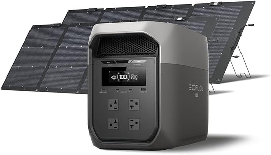 EF ECOFLOW Portable Power Station DELTA 3 MAX with 2 * 220W Solar Panel, 3400W X-Boost Output, Ultra-Fast 0-80% Charging in 1.13 Hr, Home Backup & RV Camping