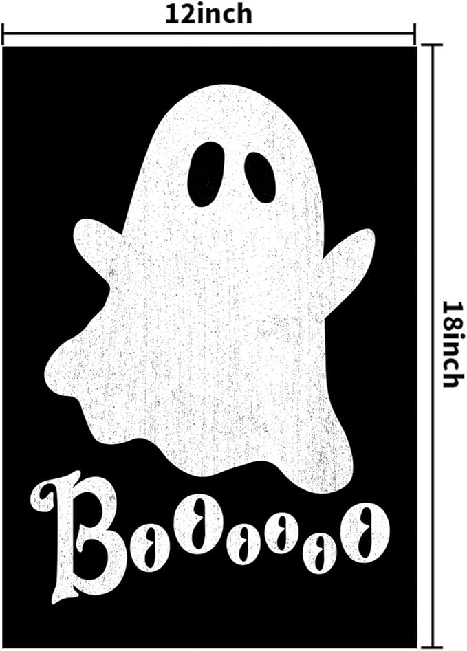 DECORLUXES Halloween Ghost Garden Flag Double Sided for Outside Boo Black Holiday Yard Decoration (Garden Flag)