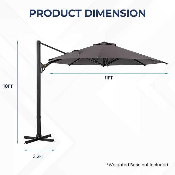 SUNVIVI OUTDOOR Outdoor Patio Umbrella, Patio Umbrella, Market Umbrella, Large Outdoor Umbrella, Metal Pole Umbrella with Push Button Tilt and Crank, Polyester Canopy