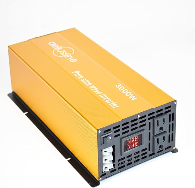 3000W Pure Sine Wave Inverter-48V DC to 110V AC Power Converter with 2 AC Outlets, 48 Volt Power Inverter for Truck, Rv, Camping, Home, Emergency Power