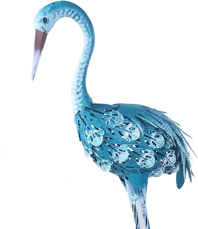 Crane Statue Metal Crane Sculpture Garden Decoration Metal Yard Art for Patio Lawn Backyard Outdoor Decoration A Set of 2