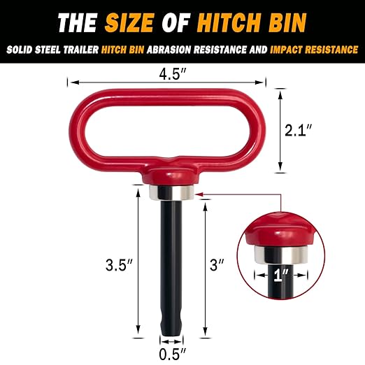 Magnetic Hitch Pin, Lawn Mower Trailer Hitch Pins 1/2 Inch - Strong Heavy Duty Magnet Trailer Gate Pin for Mowers, Lawn Tractors, Towing Cargo, ATV - Simple One Handed Hook On & Off（Red）