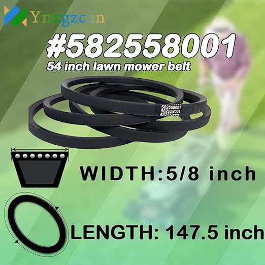 582558001 5/8" x 147.5" Lawn Mower Deck Belt Replacement for Husqvarna 582558001 Z248F RedMax RZT48 Jonsered Z48F Ariens Ferris AYP Craftsman 96103, 532196103, 587686701, 531309478