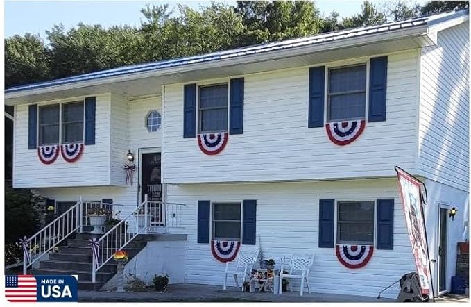 American Pleated Fan Flag Bunting. 100% Made in USA by Old Glory Bunting. 1.5 x 3 ft Stars & Sewn Stripes USA Indoor/Outdoor Cotton Bunting Banner. Perfect for July 4th and America 250 events.