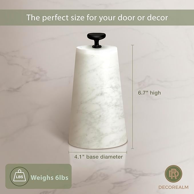 Marble Decorative Door Stop, Cute Door Stopper with Cast Iron Handle, Heavy Weighted Door Stop for Your Indoor or Outdoor Door, Heavy Door Stopper Weight/Rock for Country Home Decor (2 Knobs, 6lbs)
