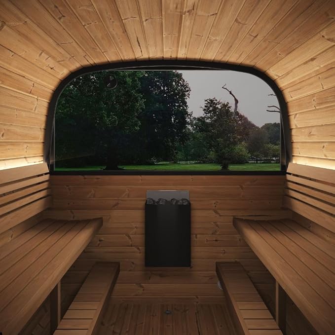Model CL12GCP, Cube-Series Outdoor Home Sauna Suite Kit, Up to 8 Persons (Sauna Heater and Sauna Stones Included) (Drop 9 WiFi - Mirror)