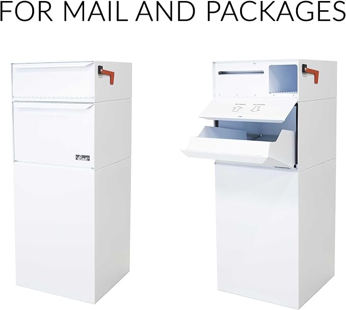dVault® Full Service Vault DVCS0015 Secure Curbside Mailbox/Package Drop with Locking Letterbox (White)