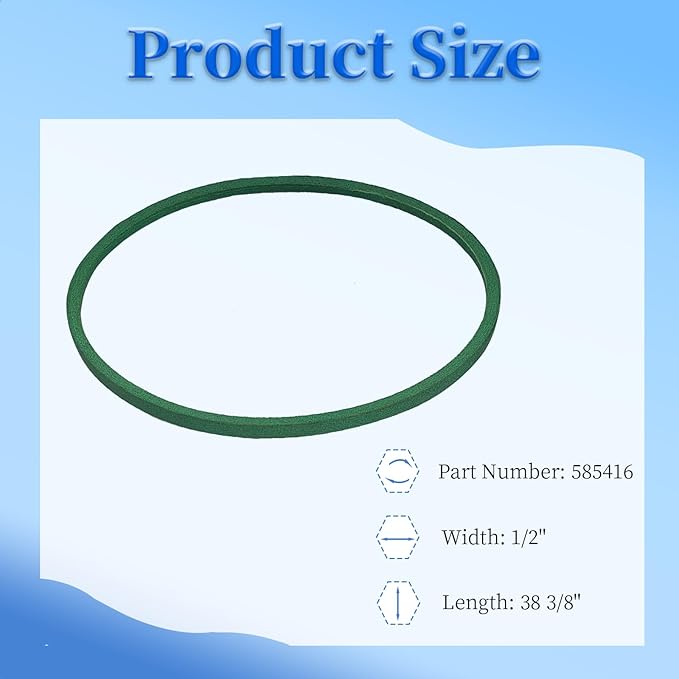 2 Pack 585416MA 585416 Snow Thrower Auger Belt for Murray 1695425 Craftsman MTD 754-0275 954-0275 954-0282 Snowblower (1/2" x 38 3/8")