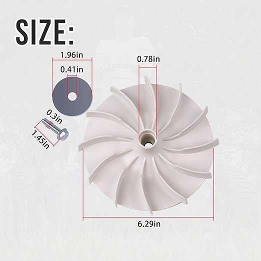 Motor Fan+Blade Bolt Compatible with KM-2041B-06 40V Cordless Lawn Mower