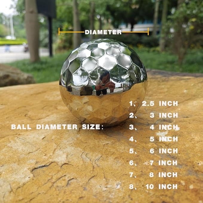 304 Stainless Steel Gazing Ball Sculptures Diamond Ball Decoration Mirror Hollow Decor Ball Reflective Garden Sphere Hollow Metal Ball Ornament Statues Gazing Globe for Home Garden (10 inch)