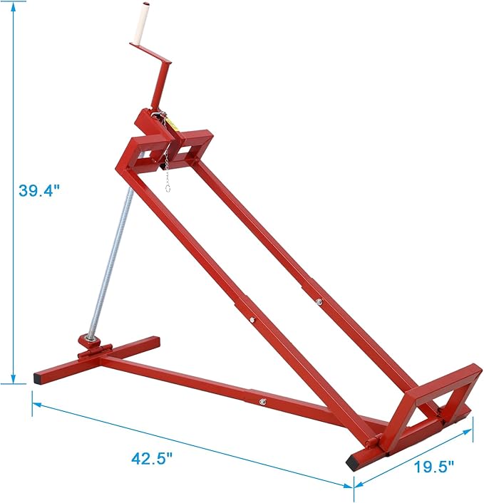 Ride on Lawn Mower Jack Lift, 800 Lbs Capacity Lawn Tractor Lifter Telescopic Maintenance Jack for Lawn Mowers and Garden Tractors, Lawn Tractor + 45°Tilt Adjustable (Red)