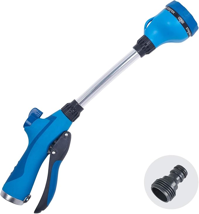 Sprout 65105-AMZ 8-Pattern 15" Watering Wand and QuickConnect Product Adapter Amazon Bundle, Blueberry Blue