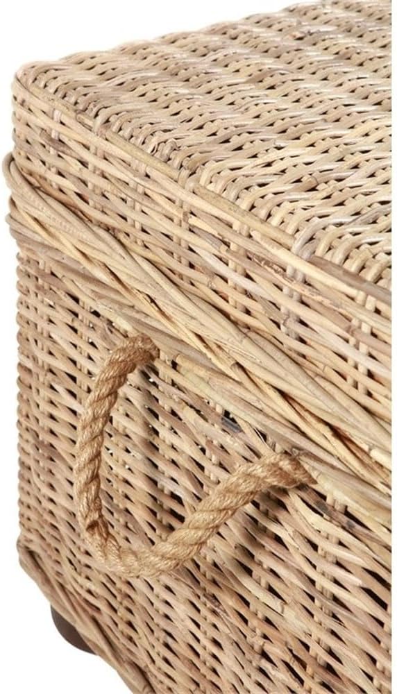 Pemberly Row Modern 42" Kubu Wicker/Rattan Storage Trunk in Tan