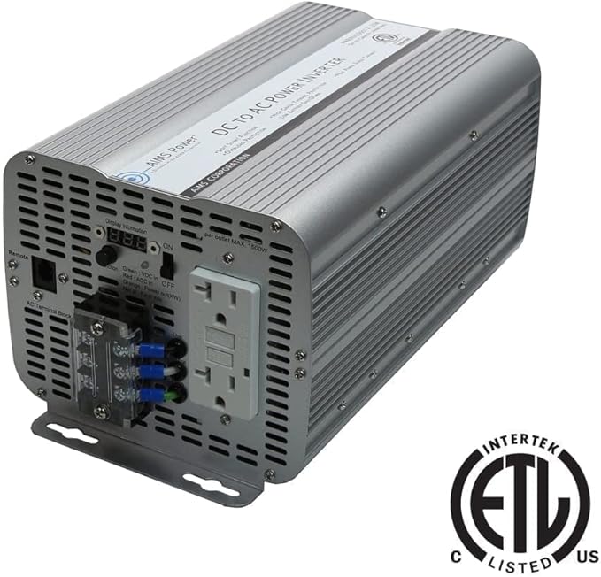 AIMS Power 2000 Watt / 4000 Watt Peak Modified Sine Power Inverter 12 Volt DC to 120 Volt AC ETL Listed with Remote