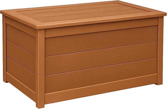 DutchCrafters Poly Waterproof Outdoor Deck Box 200-Gallon Large Deck Box Weatherproof Storage for Pool Decor, Porch Packages, Pool Towel Holder, Holds Up To 10 Cushions - Amish Made in USA (Cedar)