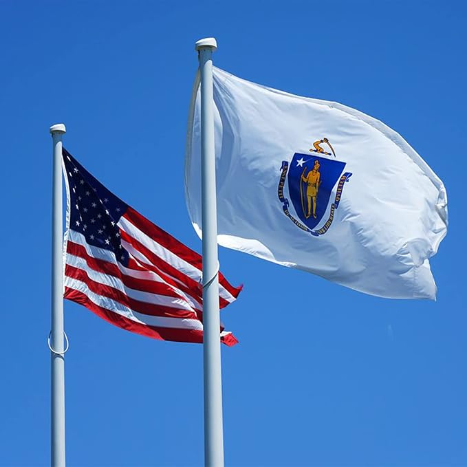 Bradford Massachusetts Flag 3x5 ft Outdoor, Double Sided MA State Flag 3 Layer, Vivid Color MA Flag with 2 Brass Grommets for House Room Decoration