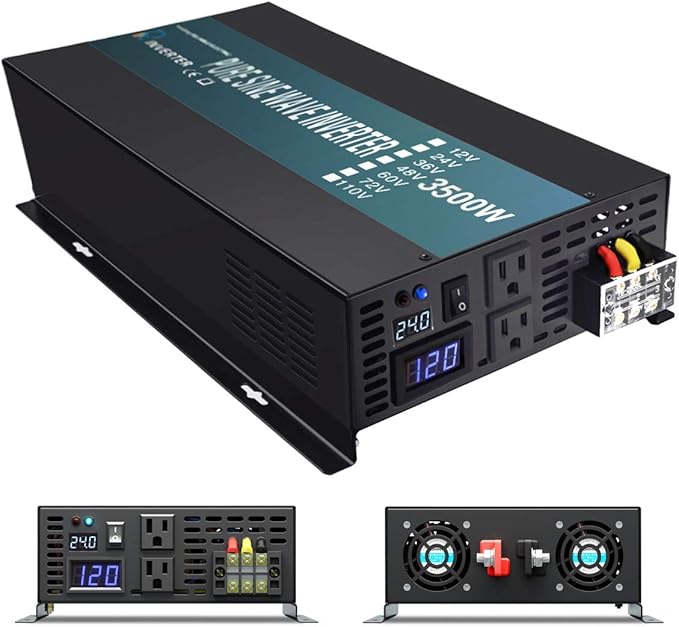 WZRELB 3500W Pure Sine Wave Solar Power Inverter Generator 24V DC to 120V AC Converter Car Inverter