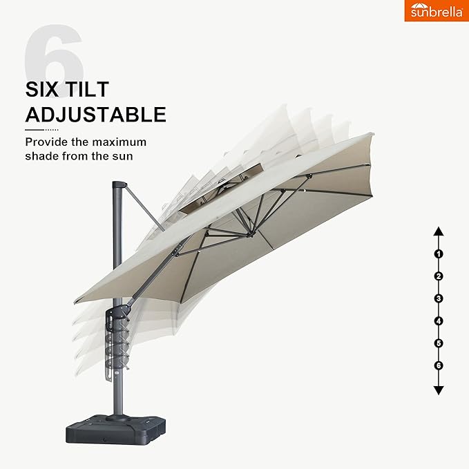PURPLE LEAF Patio Umbrella with Base Included 10' X 13' Outdoor Cantilever Umbrella Large Rectangle Double Top Heavy Duty Offset Umbrella with 360-Degree Rotation for Pool Garden Deck Cast Ash