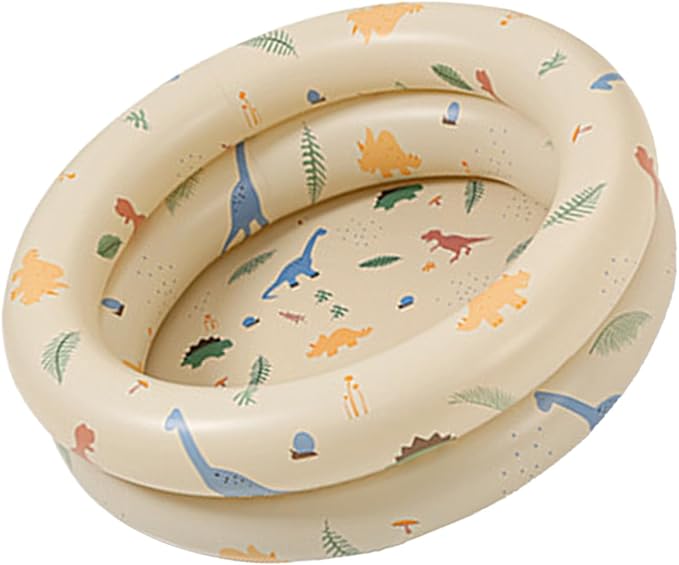 Inflatable Baby Retro Swimming Pool Family Cute Style Thickened Water Pool for Kids Indoor Outdoor Play (Beige Dinosaur)