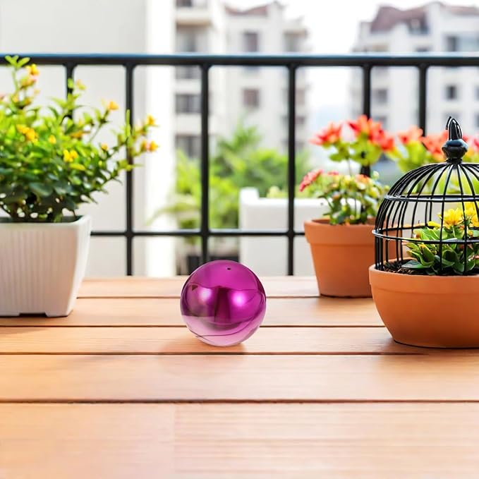 ibasenice Stainless Steel Mirror Reflective Gazing Ball 12 Inch Garden Decor - Purple Decorative Sphere for Outdoor Use 2Pcs Set