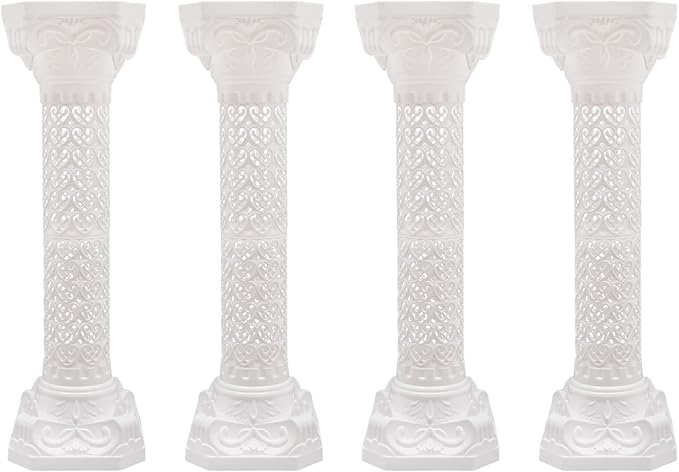 Roman Columns Wedding Column Stand Roman Pillar Plant Stand Plastic Greek Column Statue Pedestal Flower Pot Holder Decor, Elegant Decorative Column for Wedding Event Party, White