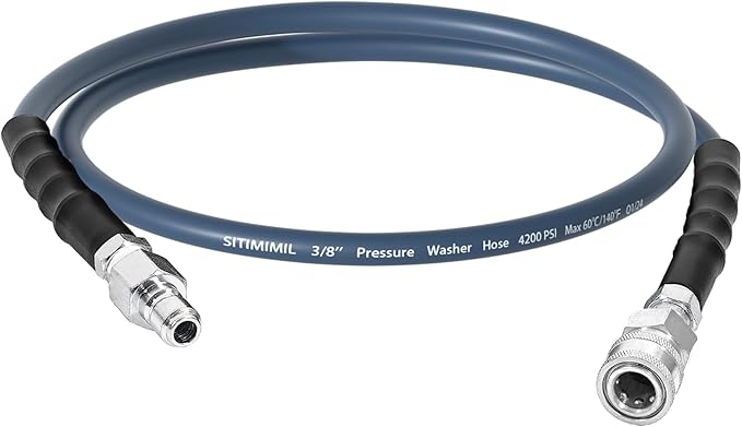 Pressure Washer Whip Hose 5FT 3/8'' pressure washer hose 5FT with Steel Wire Braided,Hose Reel Connector for Power Washer,Suitable for Ryobi,Troy Bilt,Greenworks,Simpson(4200PSI)