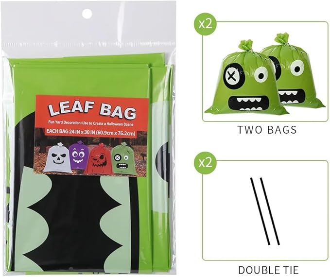 Halloween Pumpkin Lawn Bags, Large Reusable Leaf Bags with Twist Ties, Fall Outdoor Decorations, 8 Pack 24 * 30 Inch