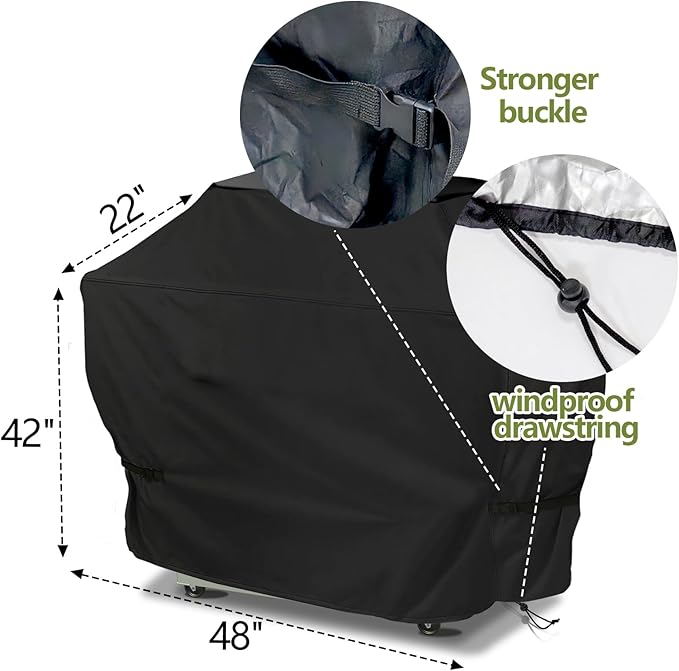 48 inch Grill Cover for Outdoor Grill,Upgraded Adjustable Buckle and Drawstring,Waterproof, Anti-UV, Rip-Proo,Suitable for Most Grills
