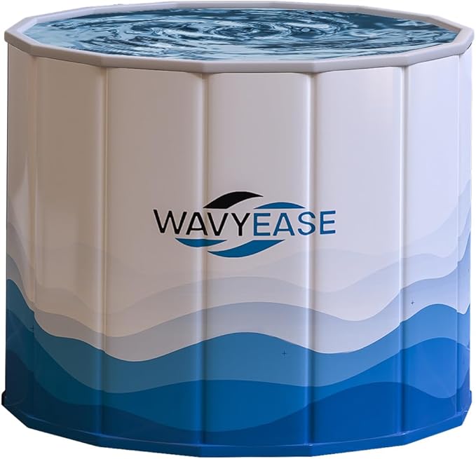 WAVYEASE Portable Bath Tub for Adults -(31.5"L x 26"H) Foldable Cold Plunge Tub for Recovery - Collapsible Soaking Bath Tub for Shower Stall Home SPA - Outdoor Ice Bathtub for Athletes (White)
