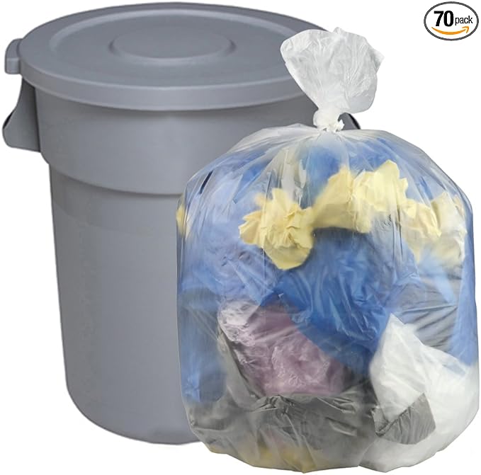 Cand 30 Gallon Clear Lawn and Leaf Garbage bags, 70 Counts