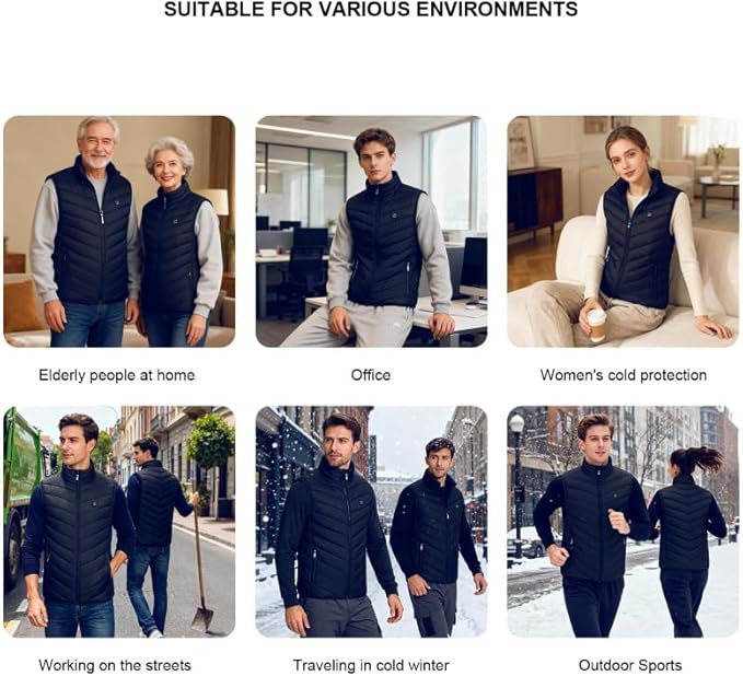 Heated Vest for Men Women with 9 Heating Zones and Rechargeable Battery Pack, Heated Jackets for Winter