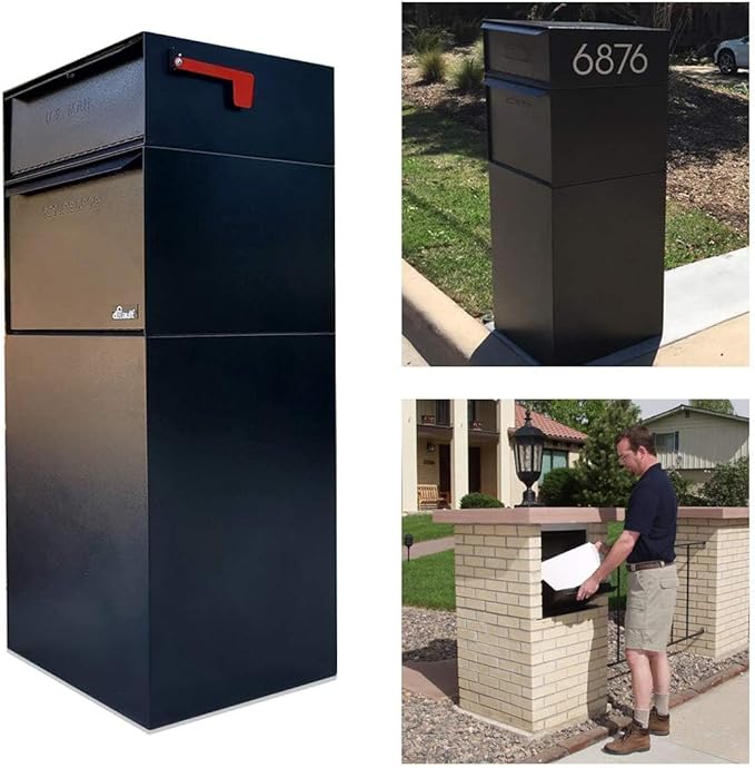 dVault® Full Service Vault DVCS0015 Secure Curbside Mailbox/Package Drop with Locking Letterbox (Black)