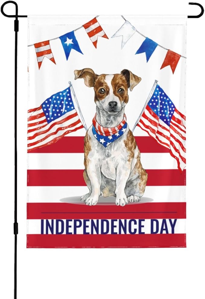 Independence Day Dog Garden Flag Vertical Double Sided Outdoor Yard Flags 12.5x18 Inch Burlap Banners Vertical Double Sided for Outdoor Decor Lawn