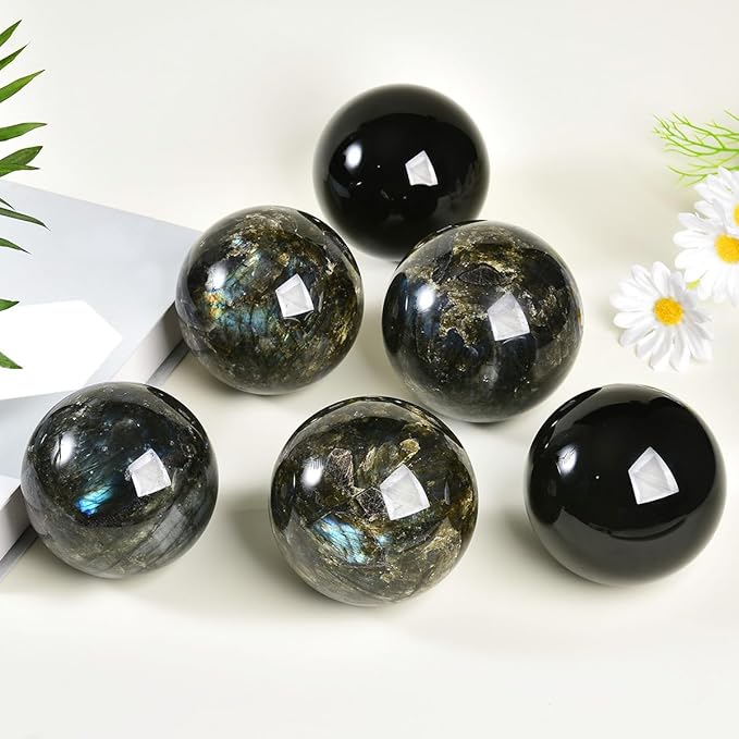 Black Obsidian Crystal Ball with Stand Large Healing Crystals Sphere for Meditation, Divination, Witchcraft 90-100mm/3.5-3.9"