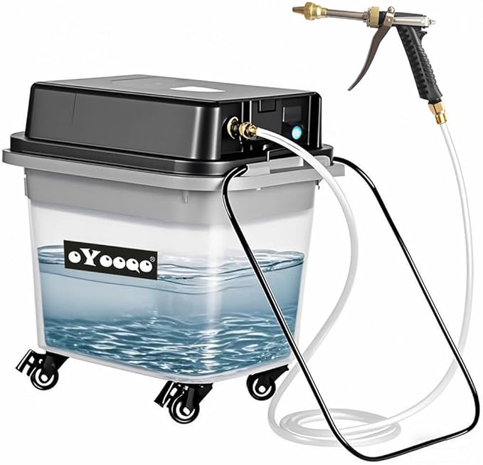 Cordless Pressure Washer - 330 PSI Powerful, 10Gal Built-in Tank, 5-Hour Runtime | Hose-Free Portable Cleaner for Car/Boat/ATV, Patio/Garden, Camping Shower & Outdoor Use