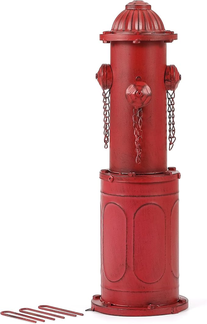 Dog Fire Hydrant Pee Post, 22.4" H Fake Fire Hydrant for Dogs to Pee on, Red Metal Dog Pee Post for Training Tool, Puppy Pee Pole for Dogs Indoor Outdoor Garden Yard Statue