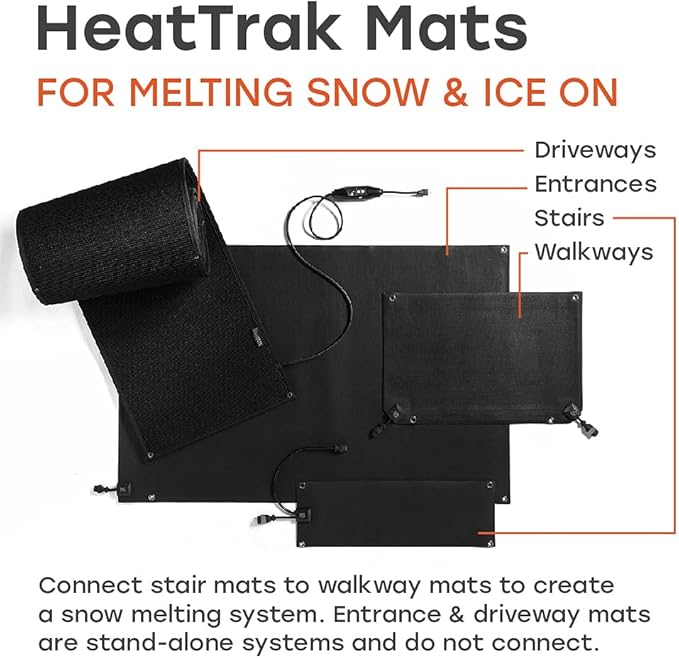 HeatTrak Heated Snow Melting Mats for Entrances - Heated Outdoor Mats - Electric Snow Melting Mats for Winter Snow Removal - Trusted Snow and Ice Melt Products - No-Slip Heated Door Mats (30” x 48")