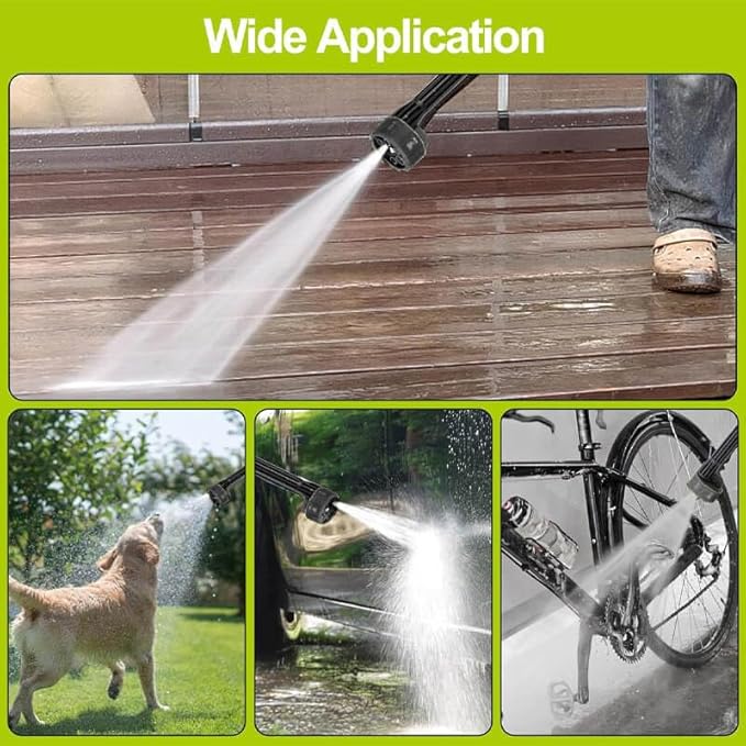 1200PSI Cordless Electric Pressure Washer Pro (21V 2000mAh 2 Batteries), 16.4FT Drain Hose, 6-in-1 Nozzle, Pressure Washer Gun for Cars Fences Driveways Patios Home Cleaning