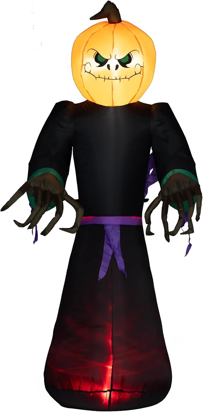 7ft Inflatable Halloween Decoration Reaper Ghost Pumpkin, Waterproof Outdoor Decorations, Blow Up LED Yard Decor for Garden, Lawn, Party, Holiday