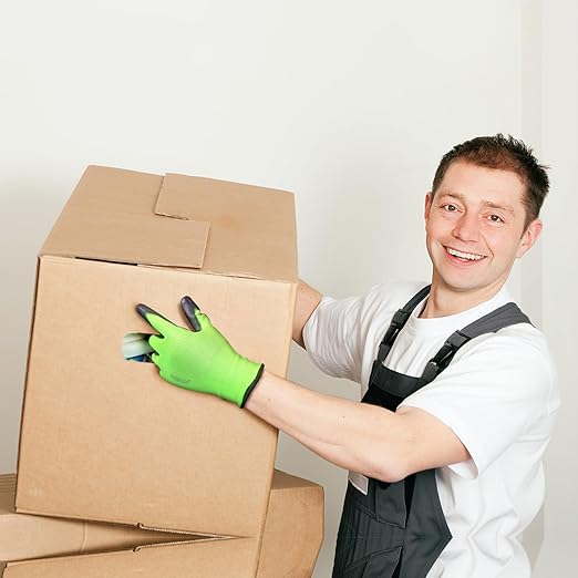 Kebada W1 Work Gloves for Men and Women, Touchscreen PU Coated Gloves with Grip, 50 Pairs Bulk Pack, Ideal for Warehouse Package Handling, Construction, Gardening, Green Large